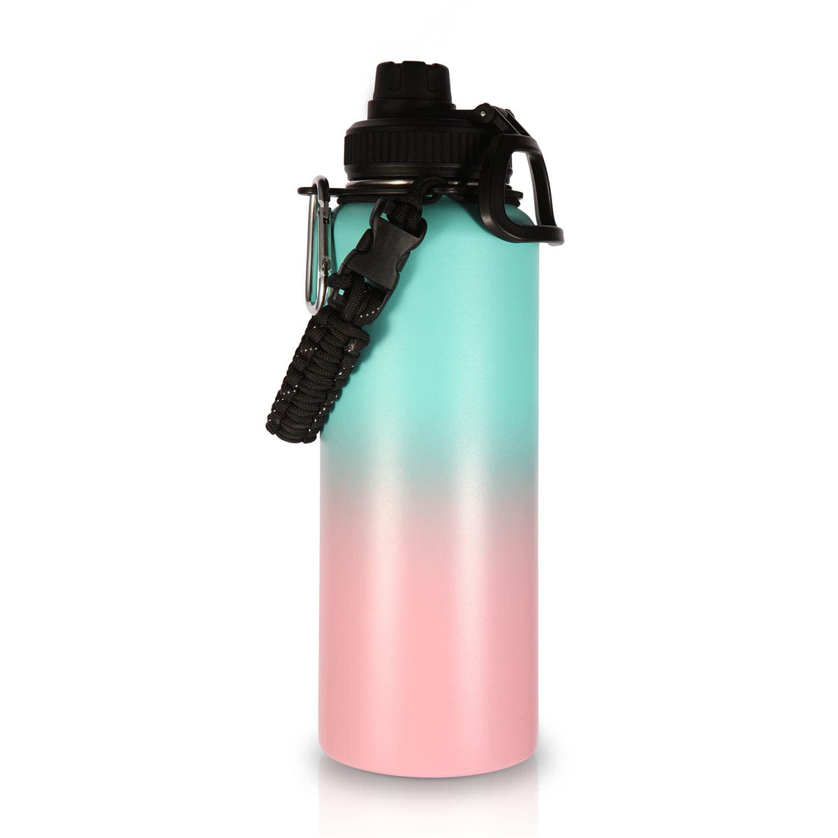 Volhoply Insulated Water Bottles Bulk 8 Pack, 40 oz Stainless Steel Sports Bottle with Paracord Handle Spout Lid, Vacuum Metal Travel Cups with Wide Mouth,Reusable Large Water Cup(Army Green,8 Set)