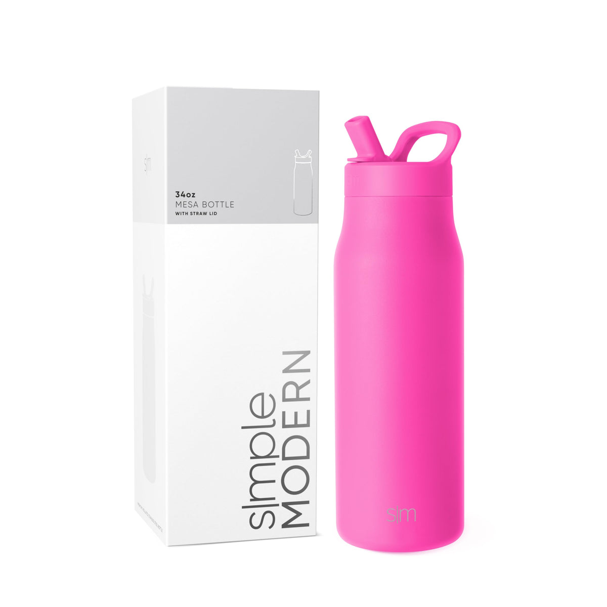 Simple Modern Insulated Water Bottle with Manual Straw | 24oz | Black