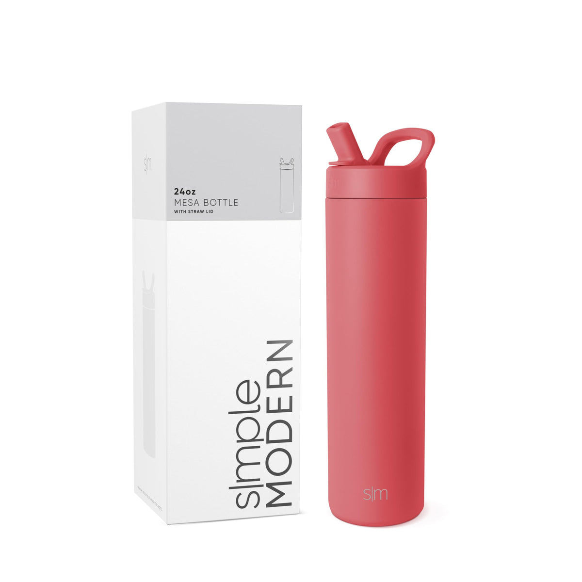 Simple Modern Insulated Water Bottle with Manual Straw | 24oz | Black