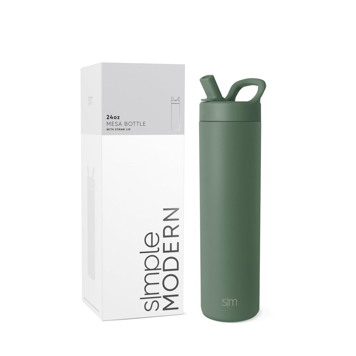Simple Modern Insulated Water Bottle with Manual Straw | 24oz | Black
