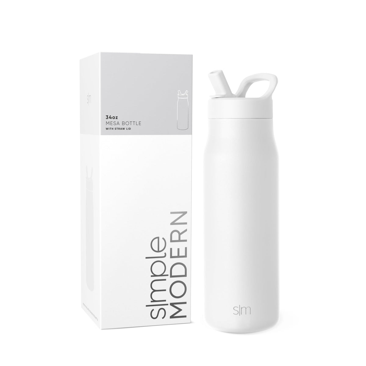 Simple Modern Insulated Water Bottle with Manual Straw | 24oz | Black