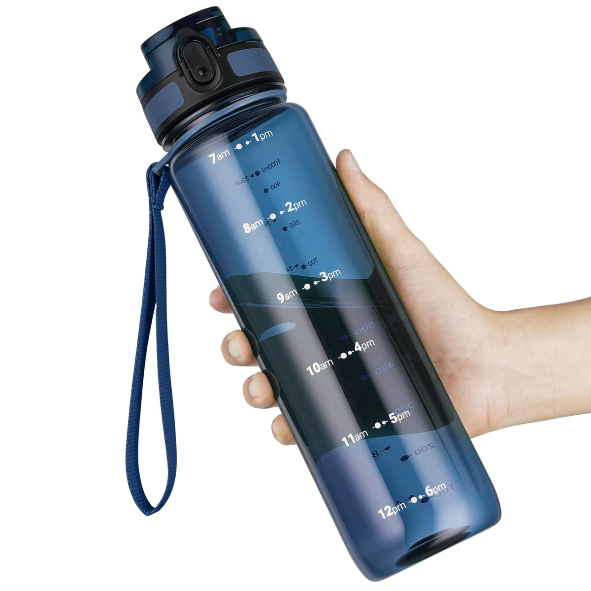 OLDLEY 32 oz Water Bottle, Motivational Water Bottle with Time Marker, Sports Water Bottle With Strap, Leakproof & BPA Free Large Water Bottles for School, Gym, Travel, Outdoor, Tritan, Transparent