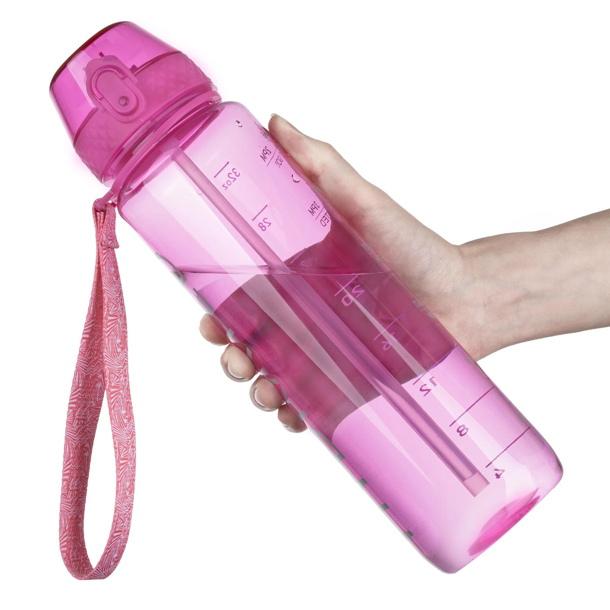 GOPPUS Water Bottle Clear Water Bottles 32oz Motivational with Time Marker Tritan BPA Free Sports Water Bottles Wide Mouth for Gym Travel Home School Office