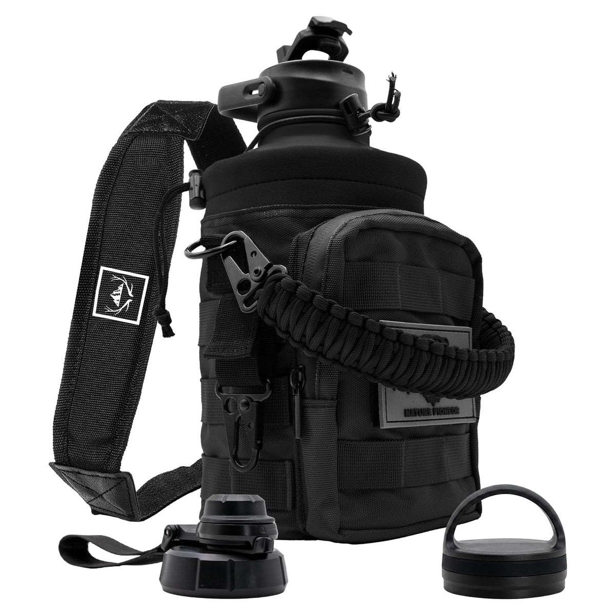 NATURE PIONEOR 128oz/1 Gallon Tactical Water Bottle with MOLLE Bottle Pouch