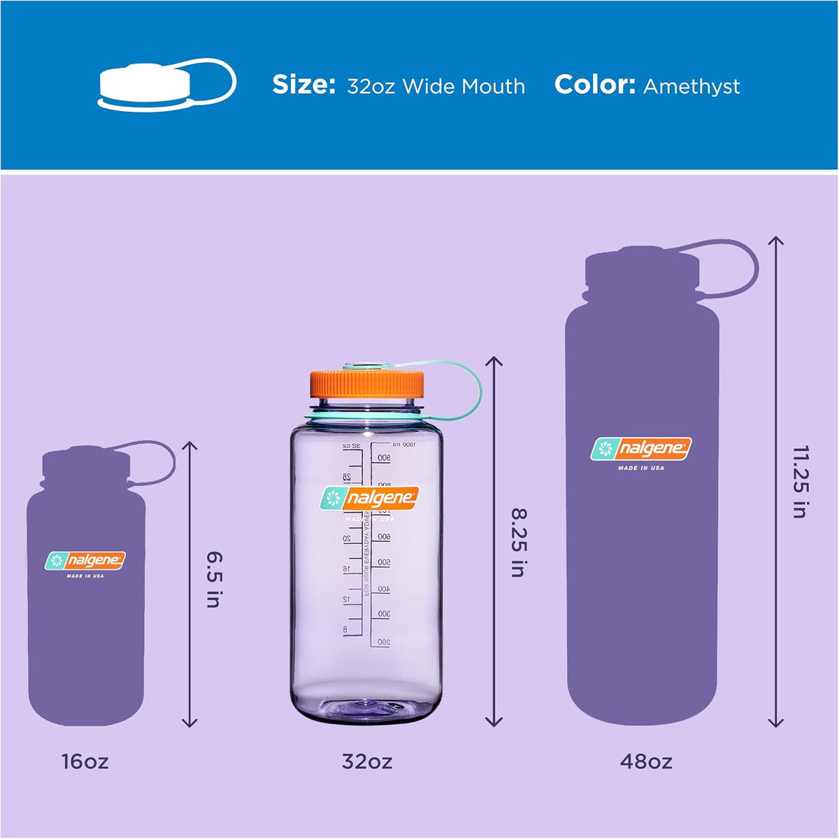 Nalgene 32 oz Wide Mouth Water Bottle, Amethyst