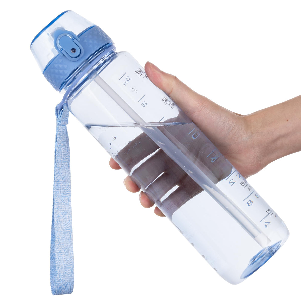 GOPPUS Water Bottle Clear Water Bottles 32oz Motivational with Time Marker Tritan BPA Free Sports Water Bottles Wide Mouth for Gym Travel Home School Office