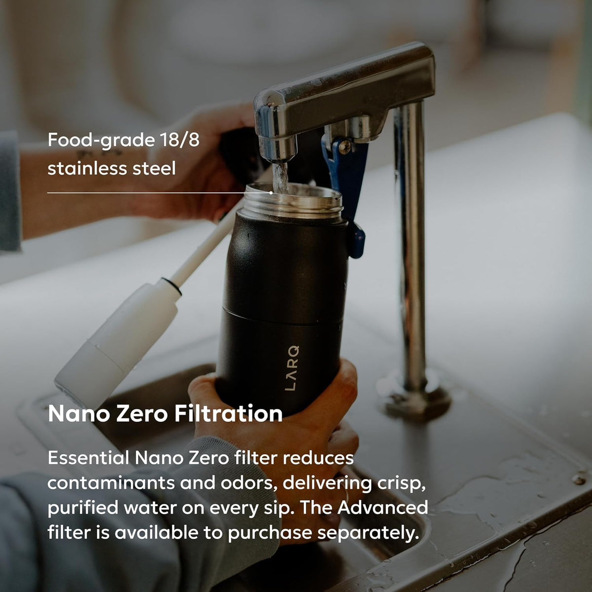 LARQ PureVis 2 Smart UV-C Self-Cleaning Insulated Water Bottle Filter Straw
