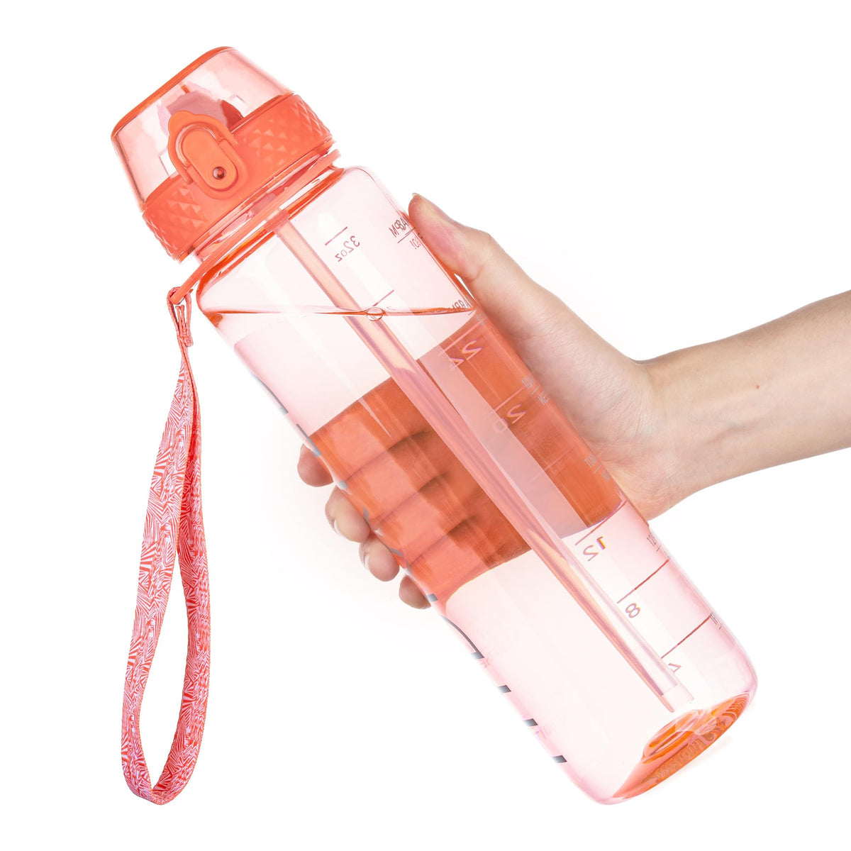 GOPPUS Water Bottle Clear Water Bottles 32oz Motivational with Time Marker Tritan BPA Free Sports Water Bottles Wide Mouth for Gym Travel Home School Office