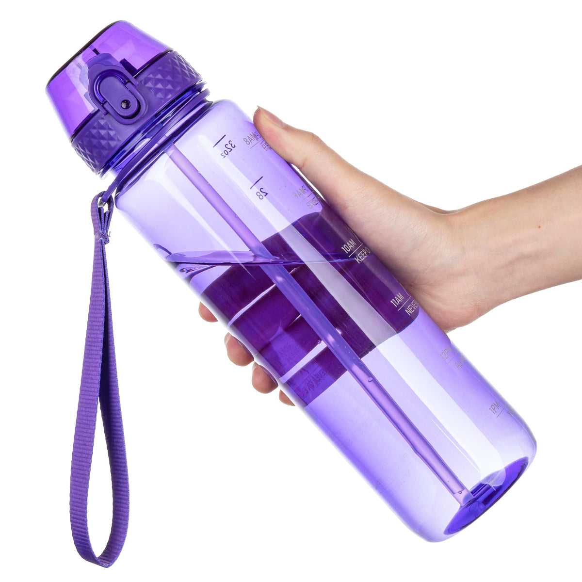 GOPPUS 32oz Clear Motivational Water Bottle with Straw & Time Marker, BPA Free Tritan Leakproof Sports Bottle, Wide Mouth Reusable Bottle for Gym, Hiking, Travel, School & Office（Clear）