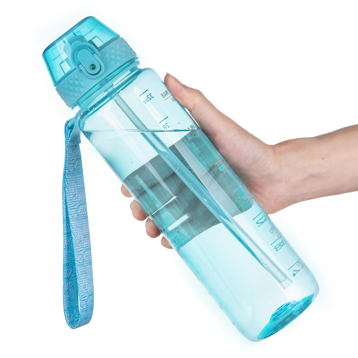 GOPPUS Water Bottle Clear Water Bottles 32oz Motivational with Time Marker Tritan BPA Free Sports Water Bottles Wide Mouth for Gym Travel Home School Office