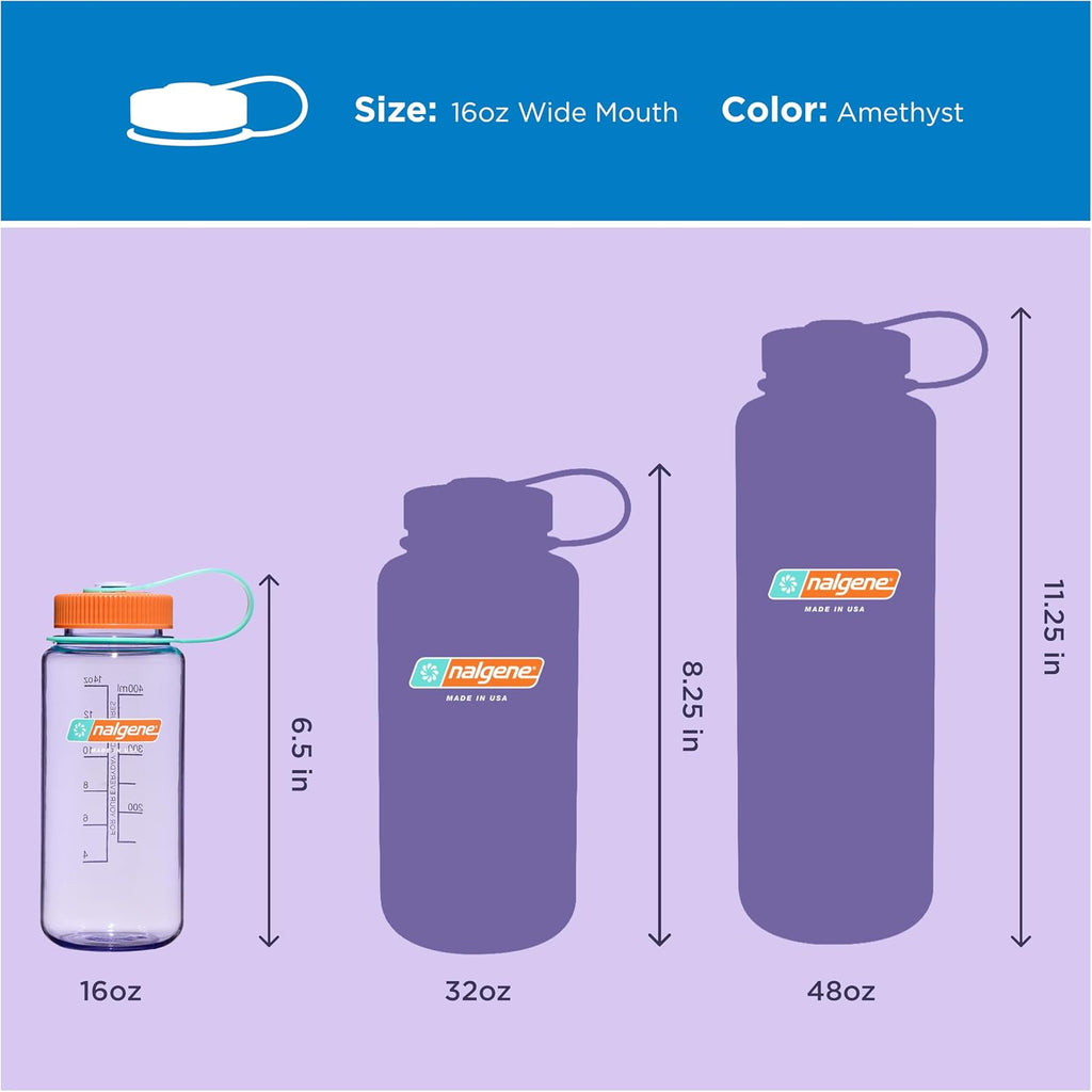 Nalgene 16 oz Wide Mouth Water Bottle, Amethyst
