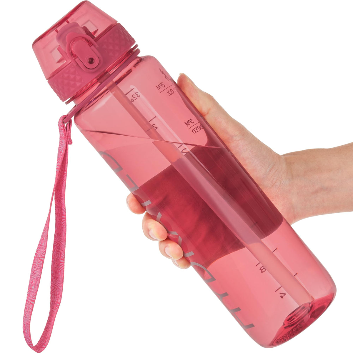 GOPPUS Water Bottle Clear Water Bottles 32oz Motivational with Time Marker Tritan BPA Free Sports Water Bottles Wide Mouth for Gym Travel Home School Office
