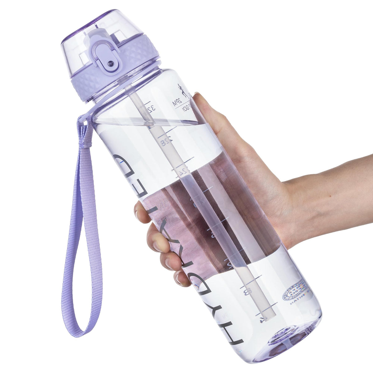 GOPPUS Water Bottle Clear Water Bottles 32oz Motivational with Time Marker Tritan BPA Free Sports Water Bottles Wide Mouth for Gym Travel Home School Office