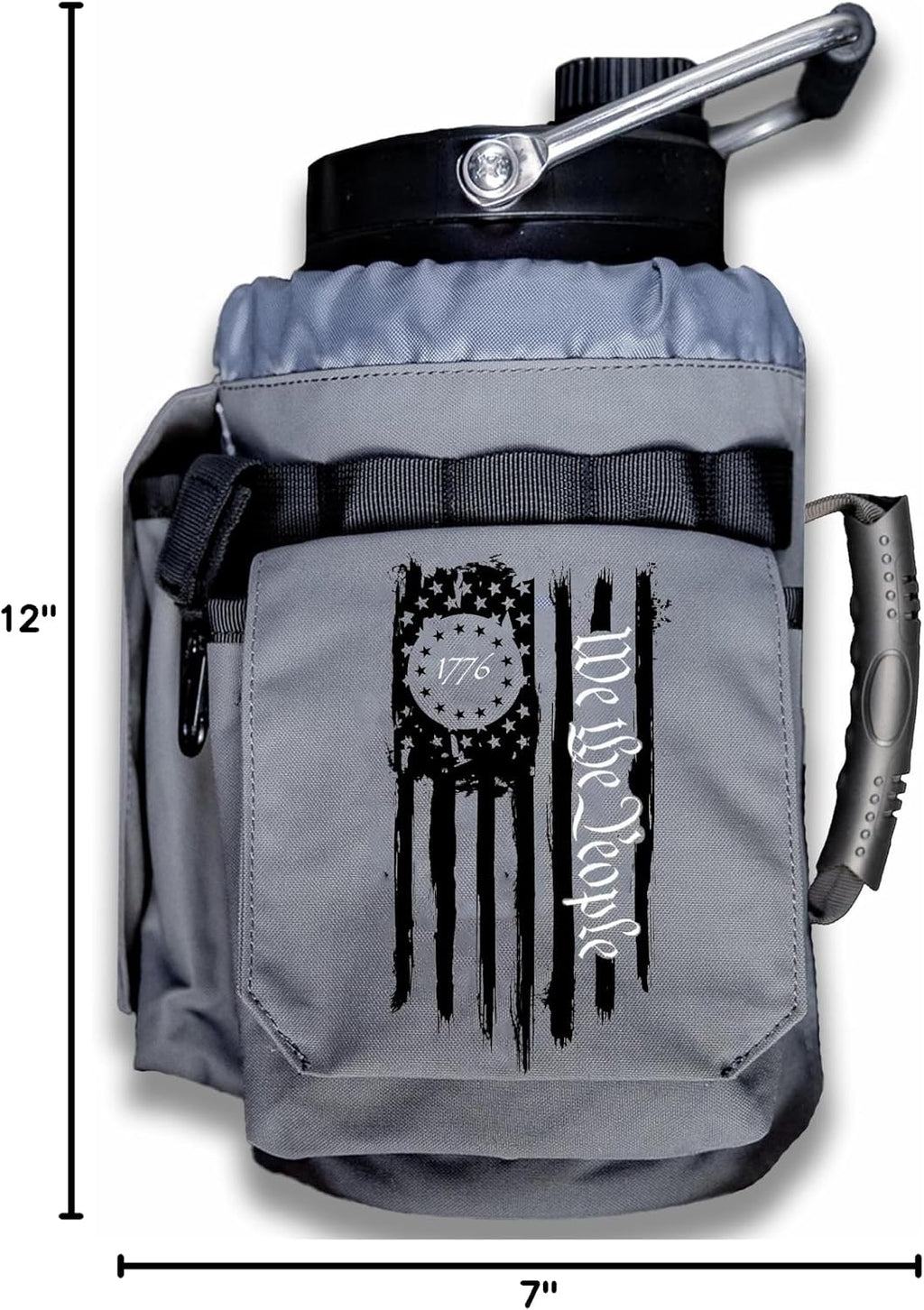 Iron Infidel Battle Bottle - One Gallon Insulated Water Bottle with Dual Carry Handles - 128 oz Tactical Stainless Steel Water Jug & Rugged Extra Large Sleeve With Storage (Betsy 128 Ounces)