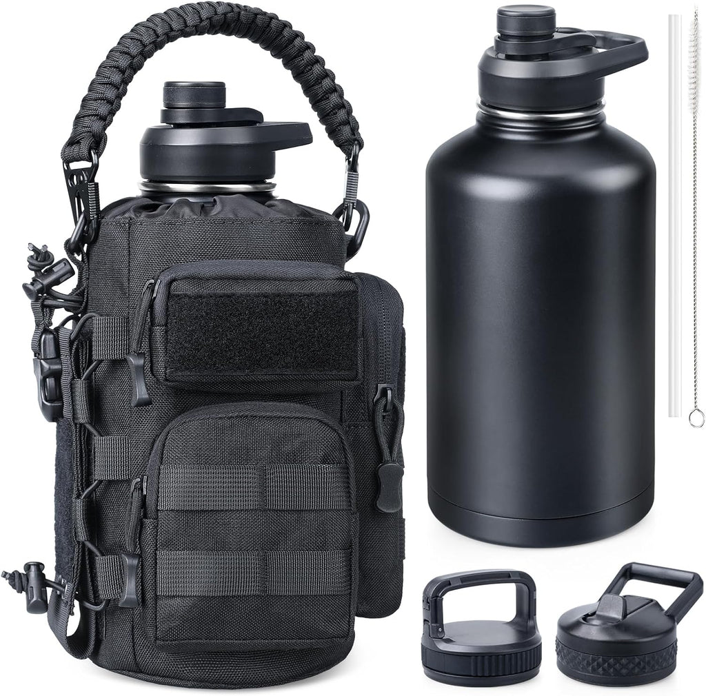RXW 64oz Insulated Water Bottle Half Gallon Water Jug with Sleeve Tactical