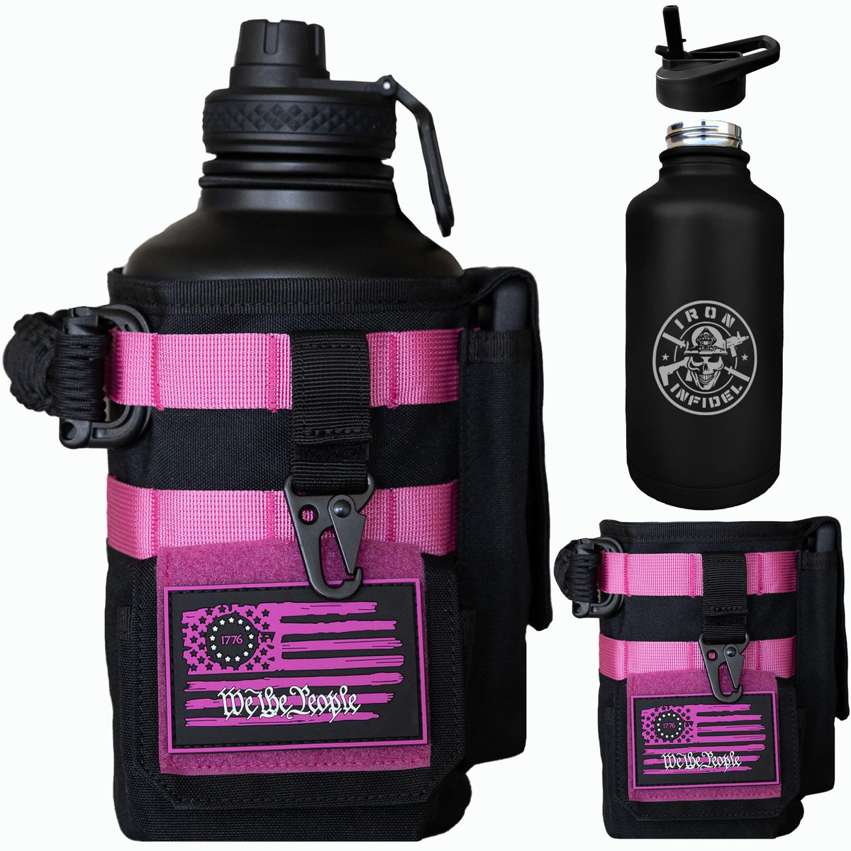 Iron Infidel Battle Bottle - One Gallon Insulated Water Bottle with Dual Carry Handles - 128 oz Tactical Stainless Steel Water Jug & Rugged Extra Large Sleeve With Storage (OCP Camo 128 Ounces)