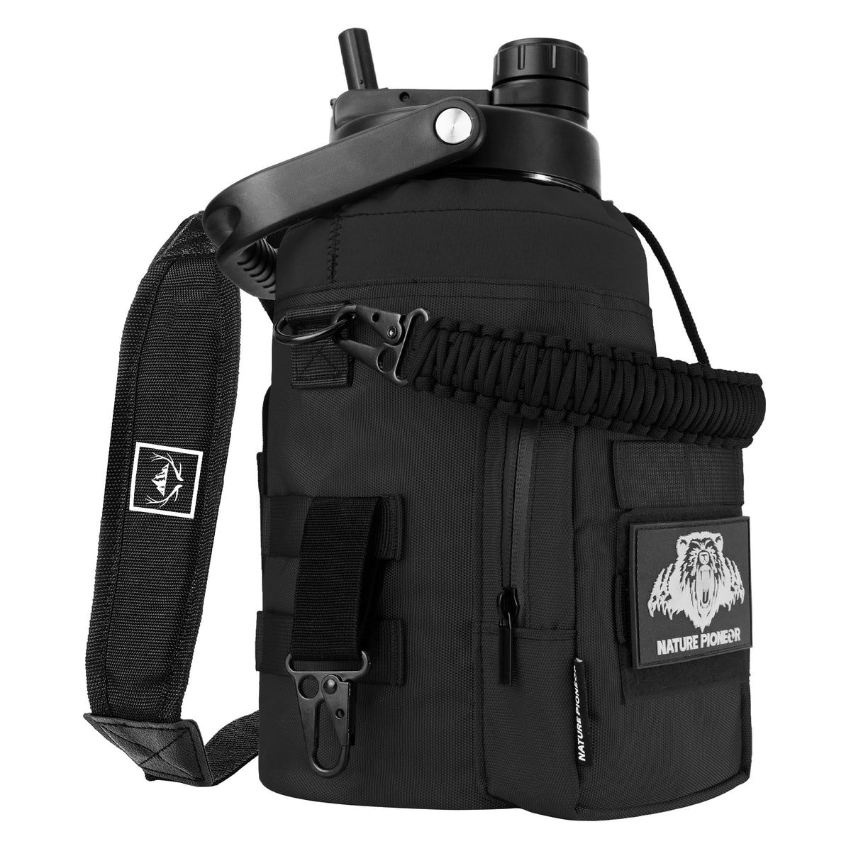 NATURE PIONEOR 128oz/1 Gallon Tactical Water Bottle with MOLLE Bottle Pouch