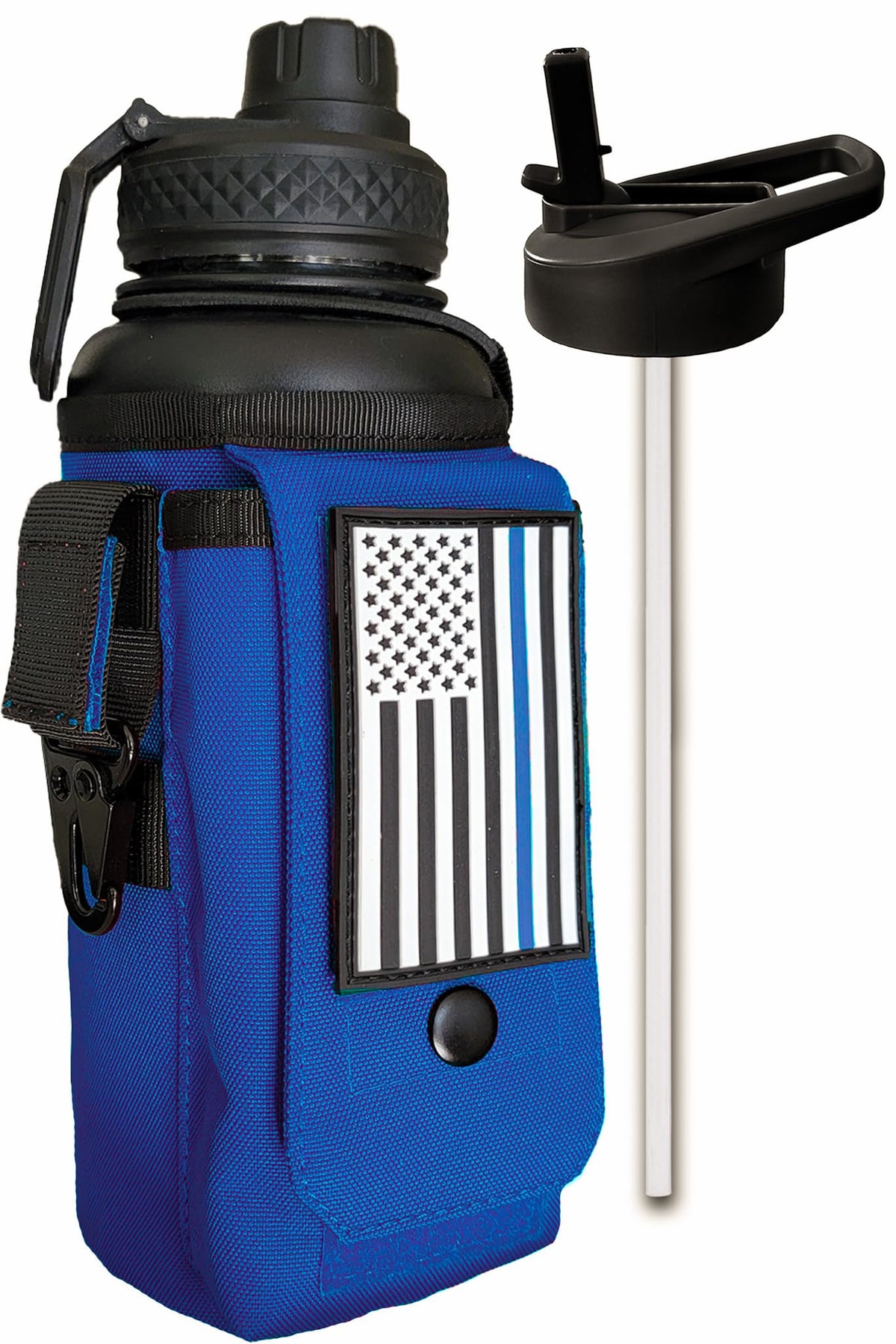 Iron Infidel Battle Bottle - One Gallon Insulated Water Bottle with Dual Carry Handles - 128 oz Tactical Stainless Steel Water Jug & Rugged Extra Large Sleeve With Storage (Black Camo 128 Ounces)